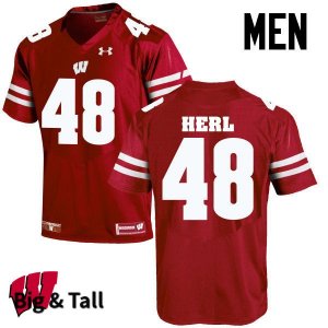 Men's Wisconsin Badgers NCAA #48 Mitchell Herl Red Authentic Under Armour Big & Tall Stitched College Football Jersey RC31G84AF